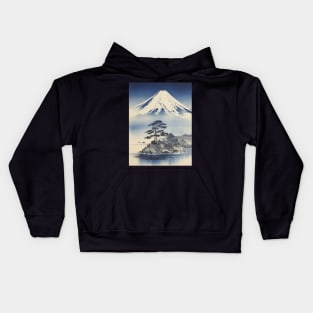 Blue Indigo Japanese Landscape Kids Hoodie